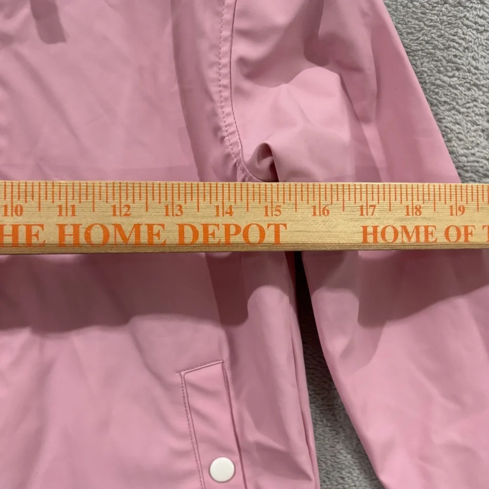 Pink Platinum Girls Pink Hooded Rain Coat Full Zip Jacket Size 5/6 Pockets